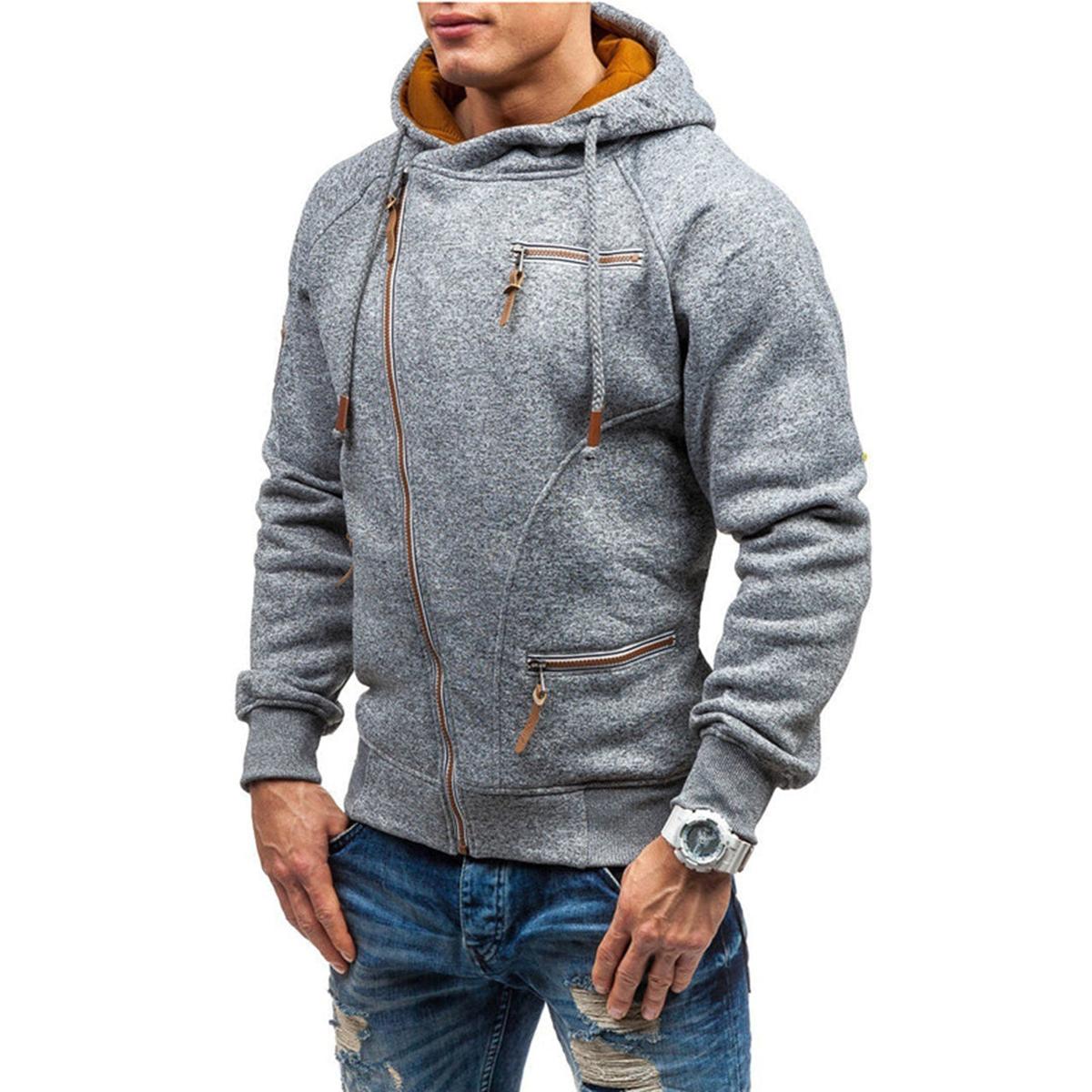 Casual Fleece Hoodie voor Mannen met Zakken en Verstelbare Capuchon