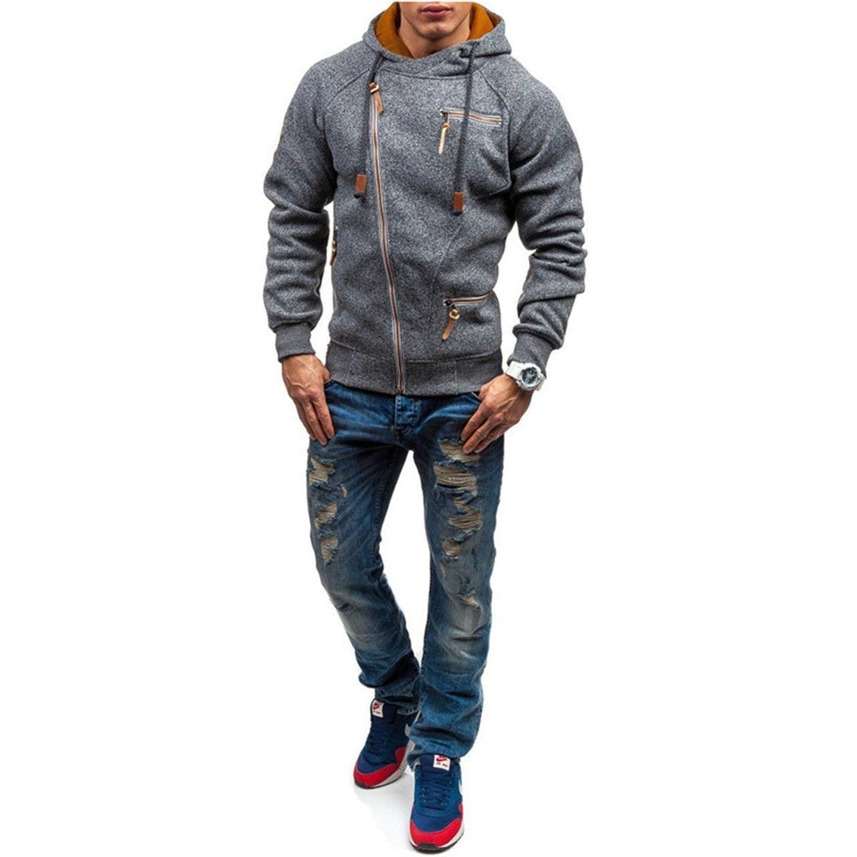 Casual Fleece Hoodie voor Mannen met Zakken en Verstelbare Capuchon