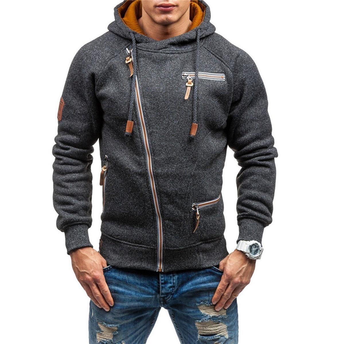 Casual Fleece Hoodie voor Mannen met Zakken en Verstelbare Capuchon