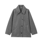Chic Oversized Wollen Jas met Knoopsluiting