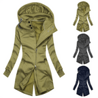 Chic Slim-Fit Col Hoodie Jas voor Dames
