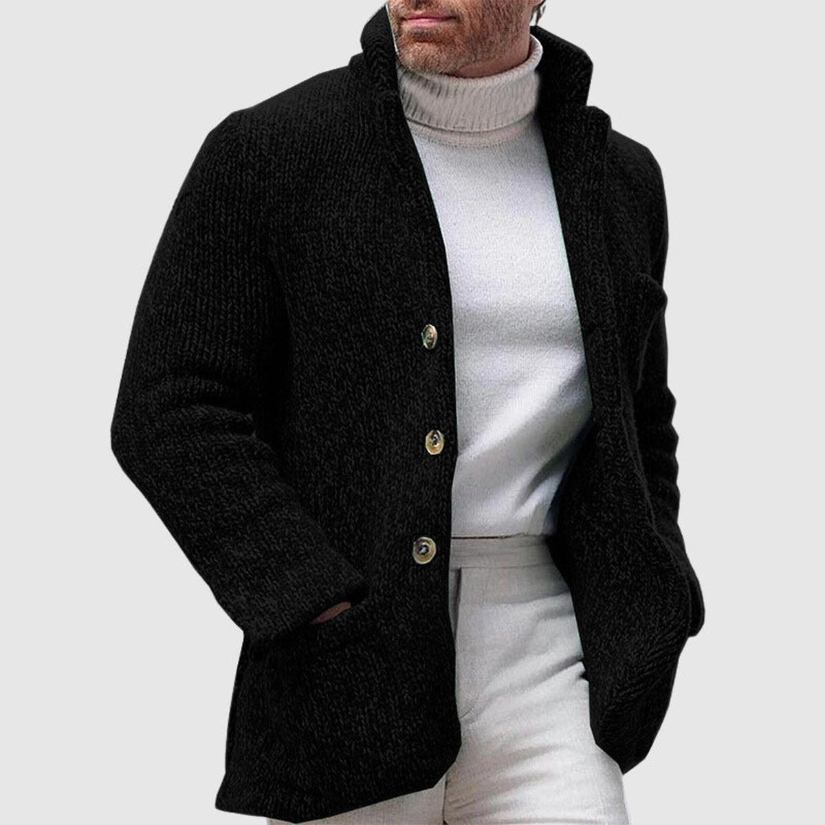 Chunky Gebreide Cardigan Met Opstaande Kraag Voor Mannen