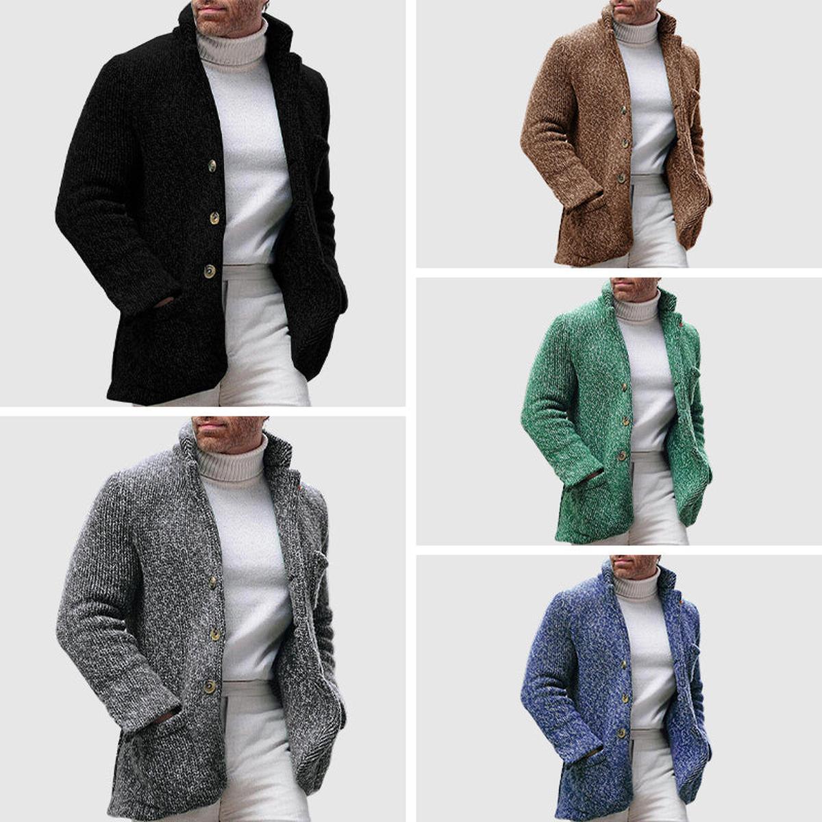 Chunky Gebreide Cardigan Met Opstaande Kraag Voor Mannen