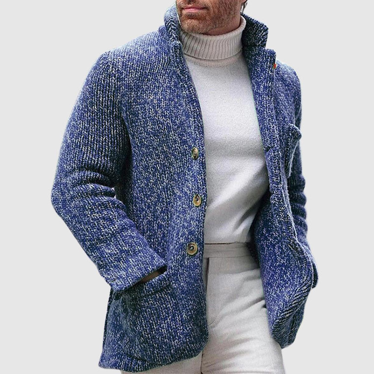 Chunky Gebreide Cardigan Met Opstaande Kraag Voor Mannen