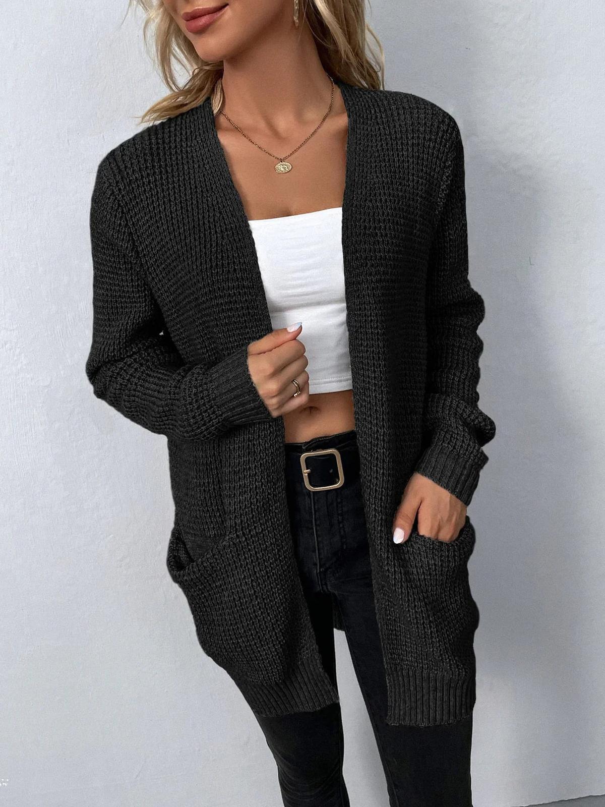 Comfortabele Lange Open Cardigan Met Zakken Voor Dames