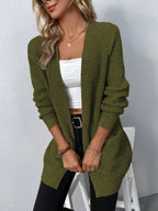 Comfortabele Lange Open Cardigan Met Zakken Voor Dames