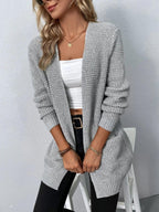 Comfortabele Lange Open Cardigan Met Zakken Voor Dames