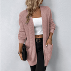 Comfortabele Lange Open Cardigan Met Zakken Voor Dames
