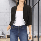 Cropped Damesblazer Voor Kantoor En Vrije Tijd - Figuurvriendelijke Pasvorm