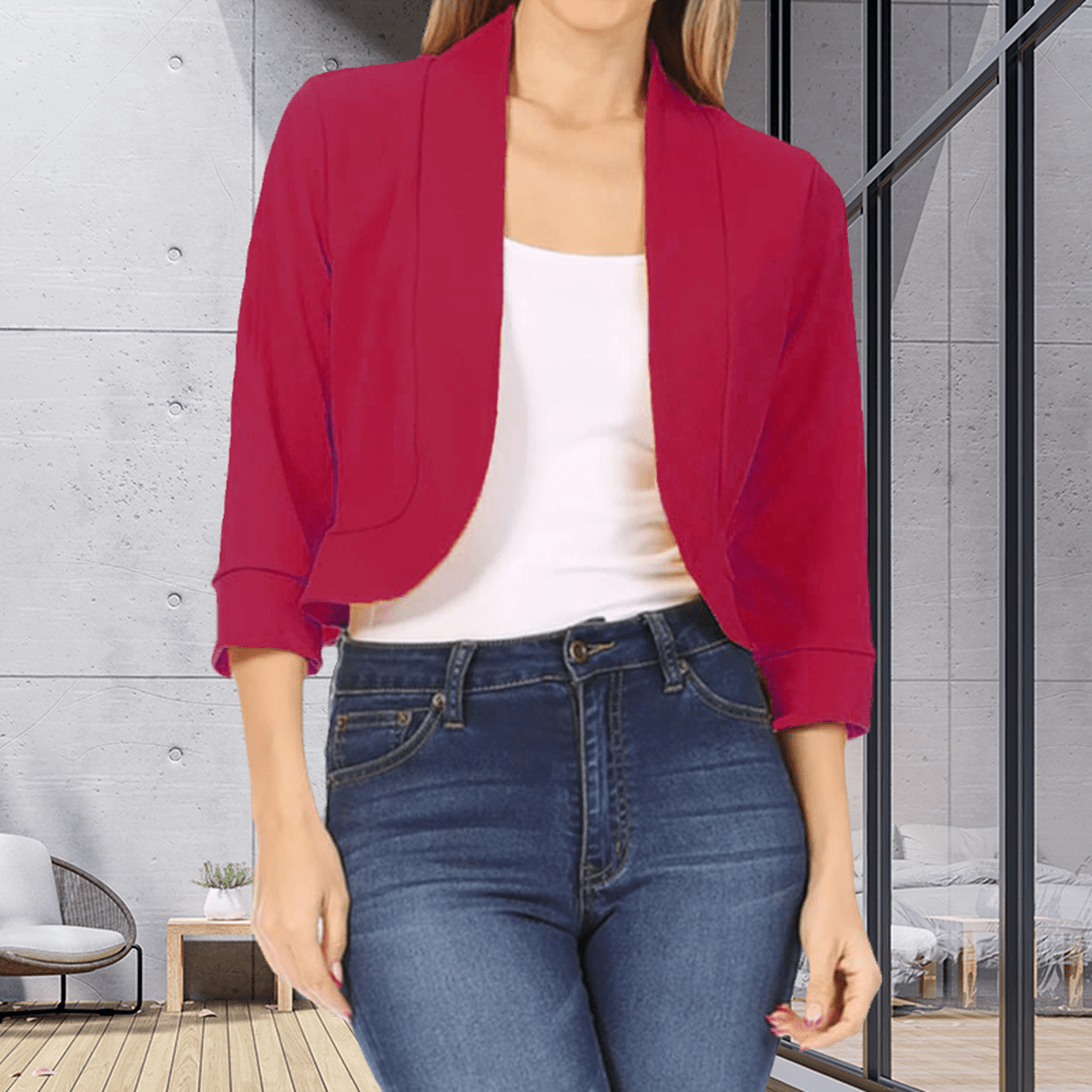 Cropped Damesblazer Voor Kantoor En Vrije Tijd - Figuurvriendelijke Pasvorm