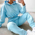 Dames 2-delig Trainingspak met Hoge Taille Broek en Hoodie