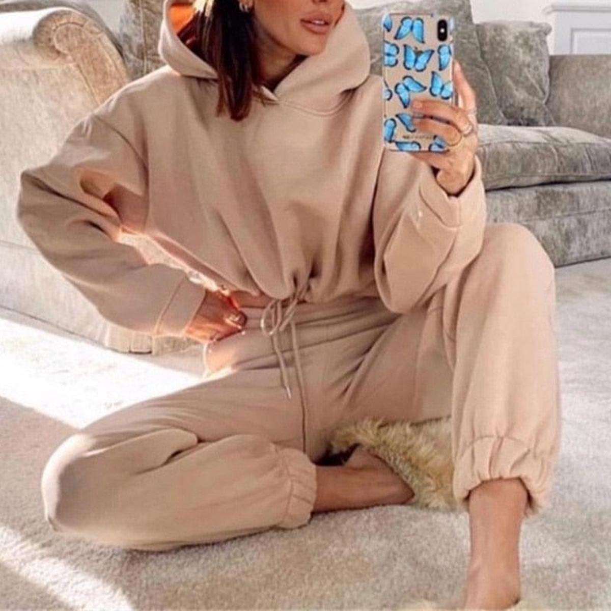 Dames 2-delig Trainingspak met Hoge Taille Broek en Jas