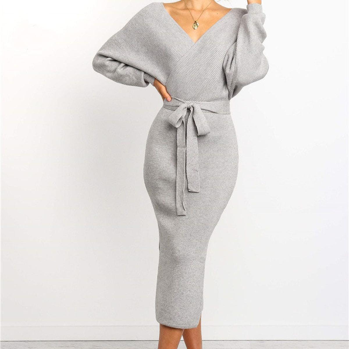 Dames Aansluitend Gebreid Jurk Met Elegante Details