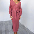 Dames Aansluitend Gebreide Jurk Met Elegante Details