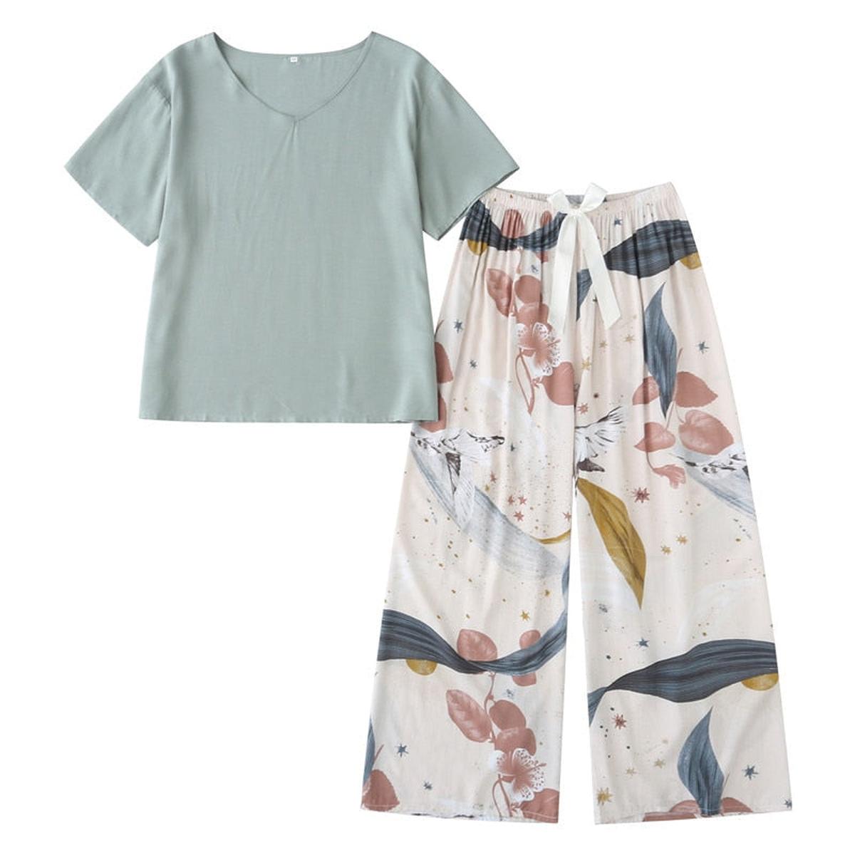 Dames Ademend Zachte Pyjama Set Met Elastische Taille