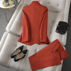 Dames Blazer En Broek Set - Tijdloze Twee-Delige Outfit Voor Kantoor En Casual Gelegenheden