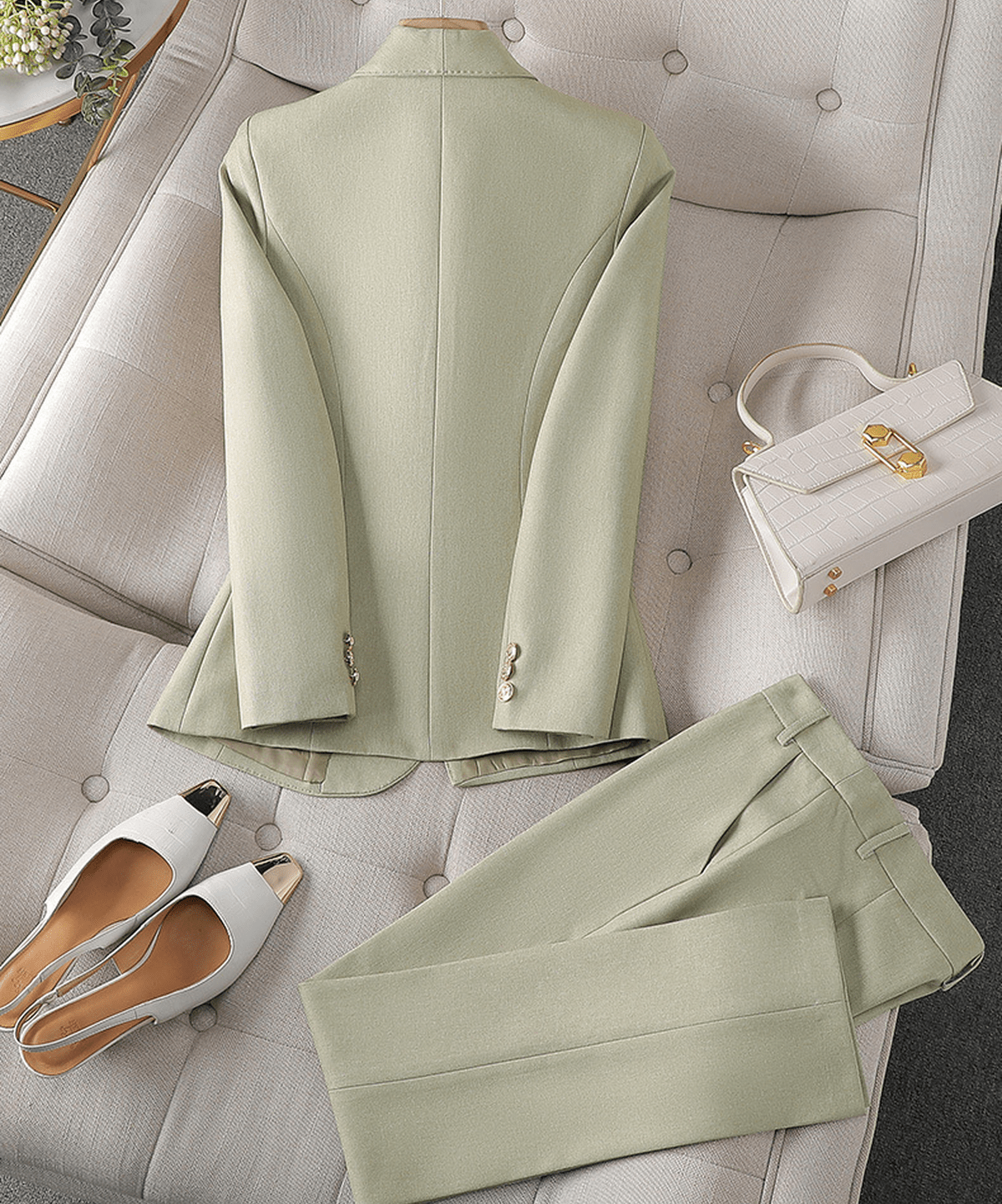 Dames Blazer En Broek Set - Tijdloze Twee-Delige Outfit Voor Kantoor En Casual Gelegenheden