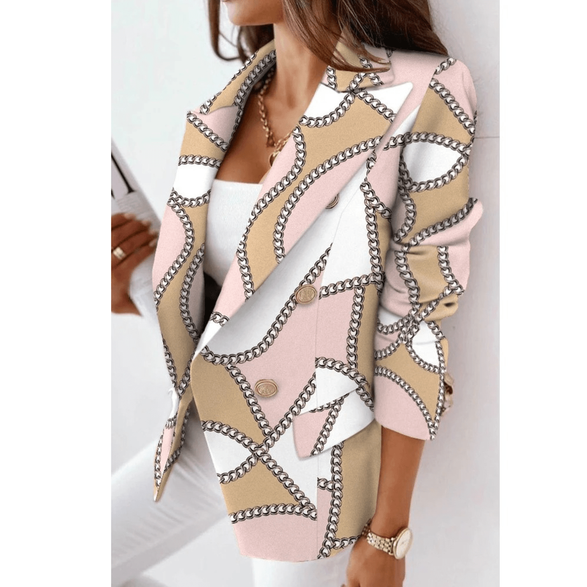 Dames Blazer Met Turnover Kraag - Elegante Op Maat Gemaakte Jacket