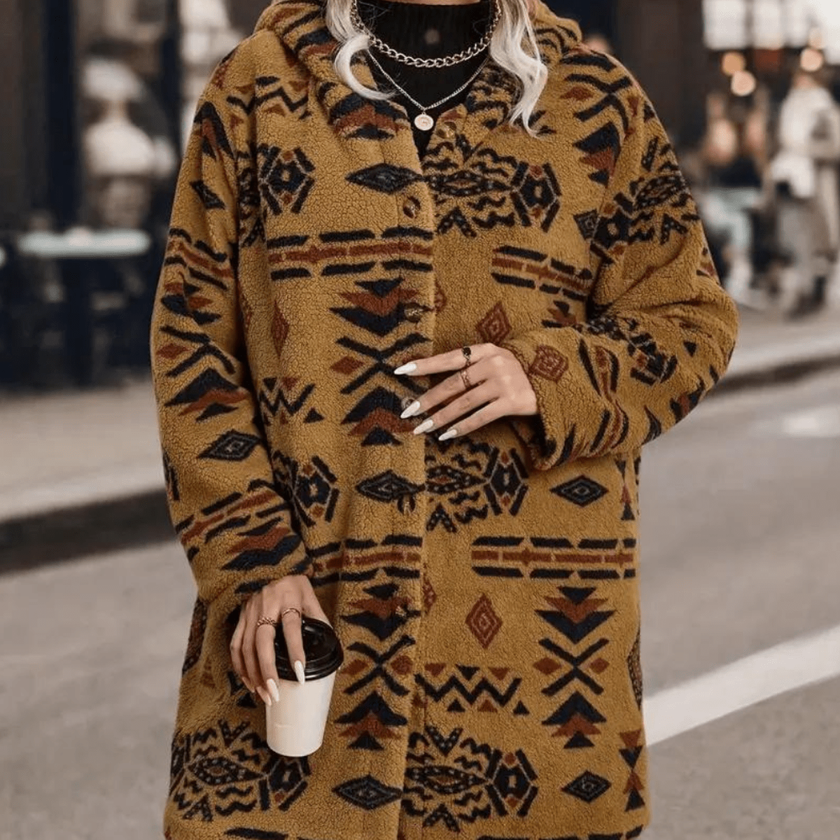 Dames Camel Kleurige Capuchonjas Voor Herfst En Winter