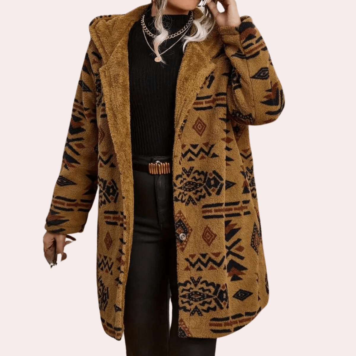 Dames Camel Kleurige Capuchonjas Voor Herfst En Winter