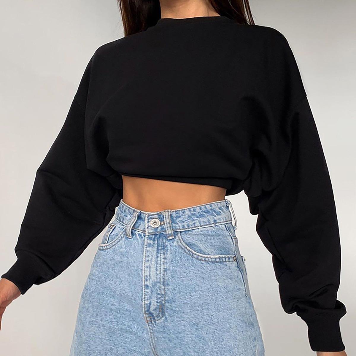 Dames Cropped Lange Mouwen Trui