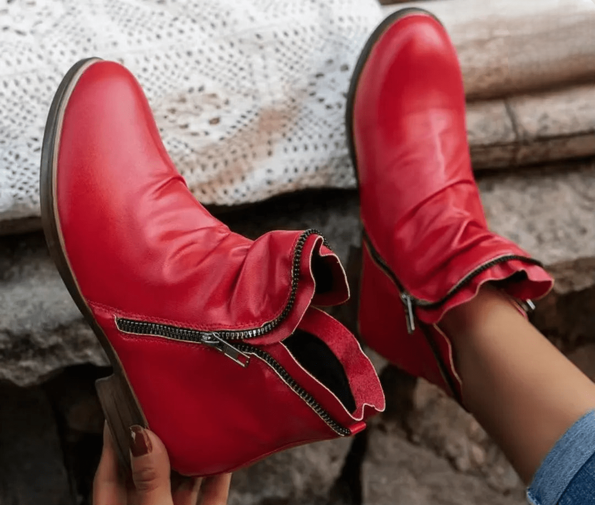 Dames Enkellaarsjes Met Antislip Zool