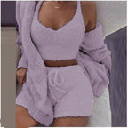 Dames Gebreide Fleece Drie Delige Set