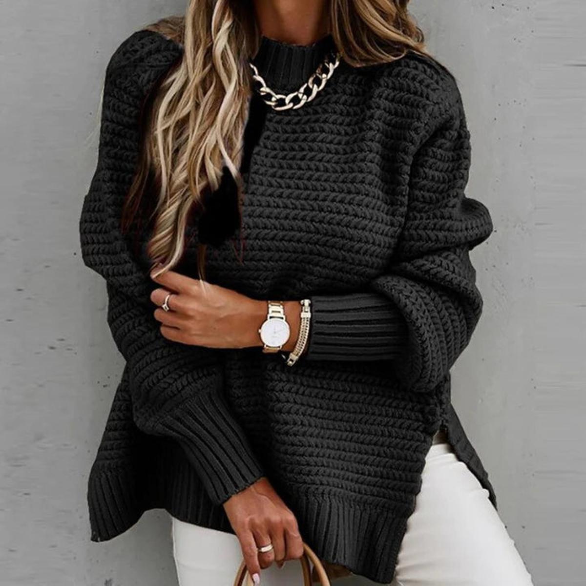 Dames Gebreide Sweatshirt Met Verfijnde Accenten