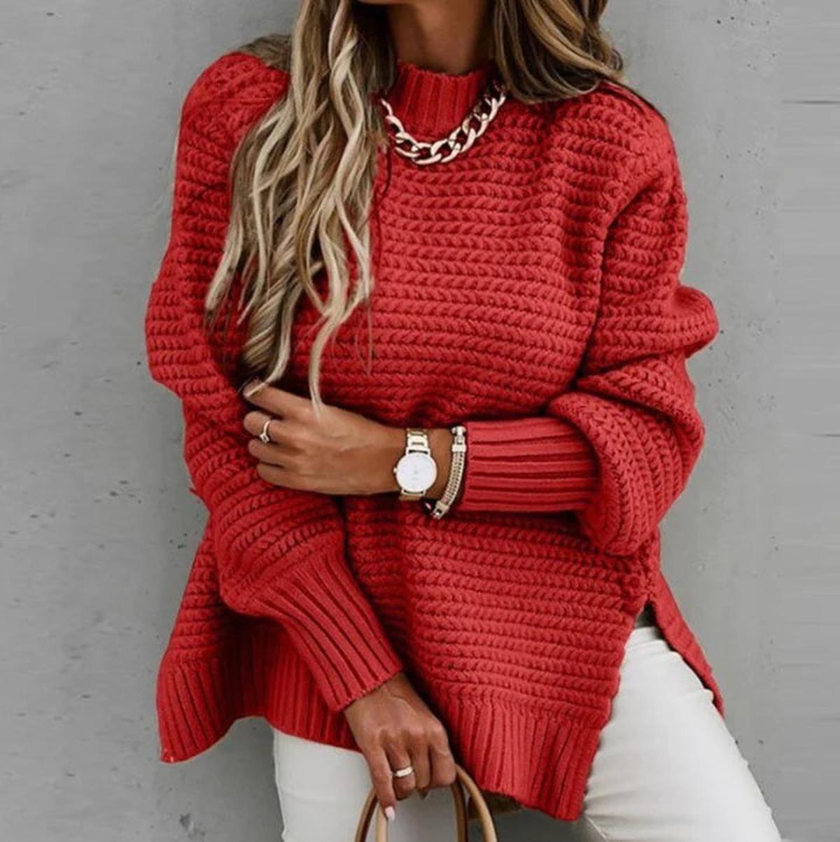 Dames Gebreide Sweatshirt Met Verfijnde Accenten