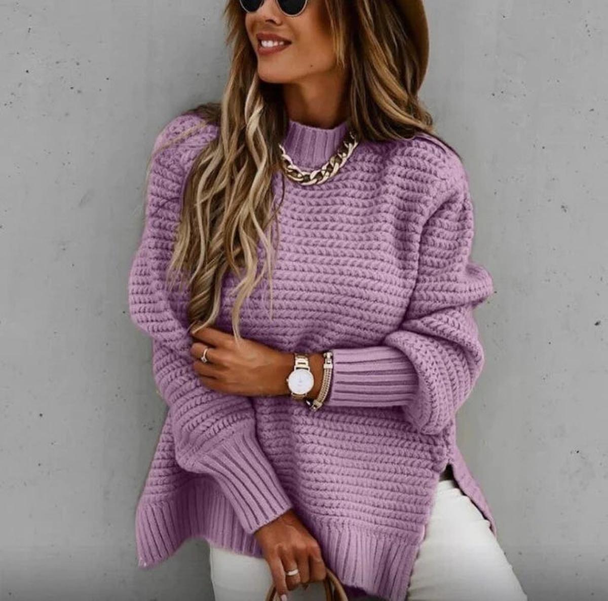 Dames Gebreide Sweatshirt Met Verfijnde Accenten