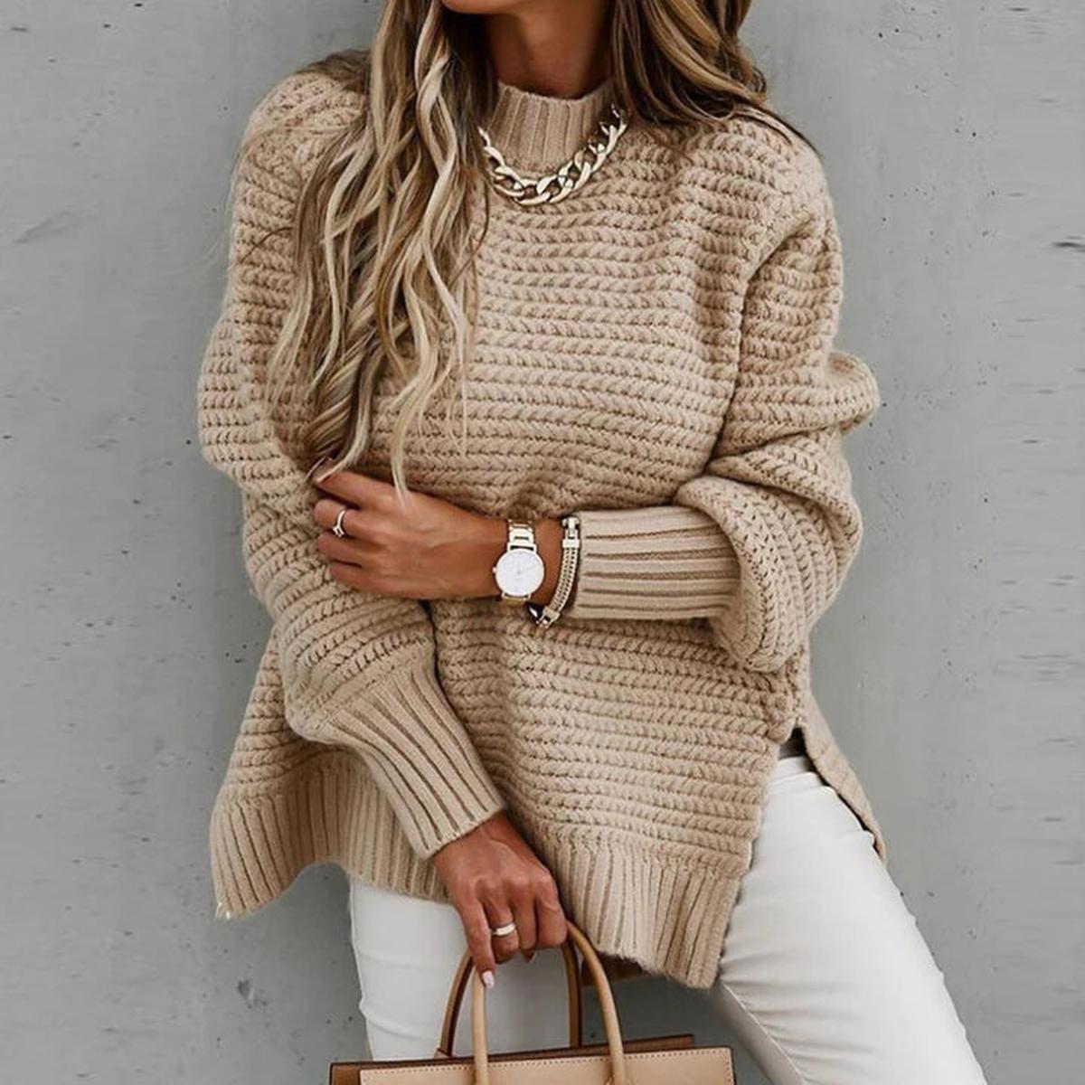 Dames Gebreide Sweatshirt Met Verfijnde Accenten