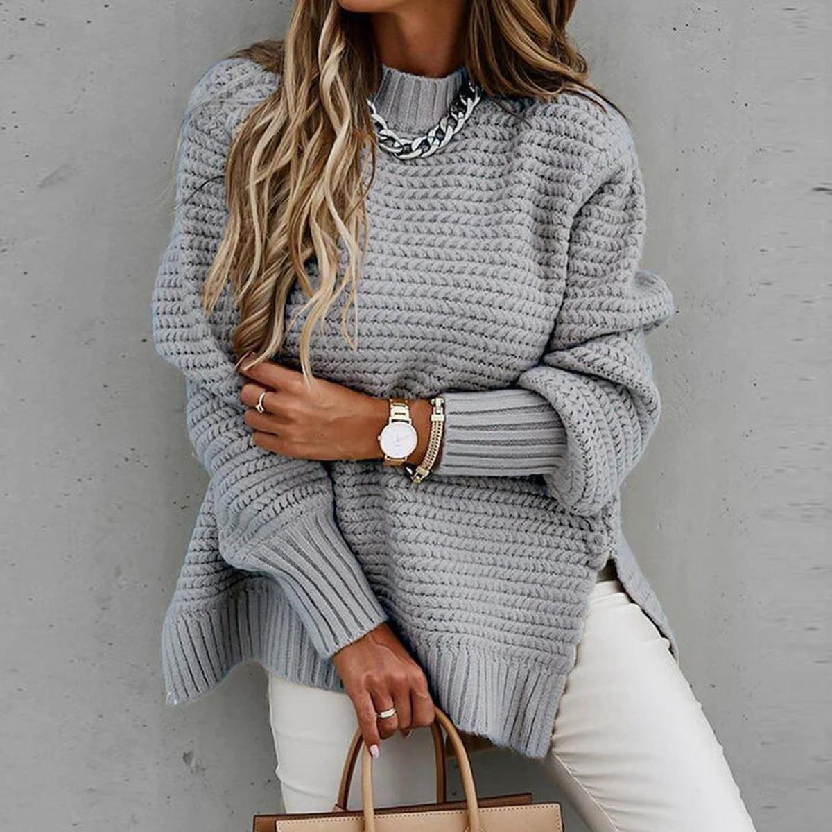 Dames Gebreide Sweatshirt Met Verfijnde Accenten