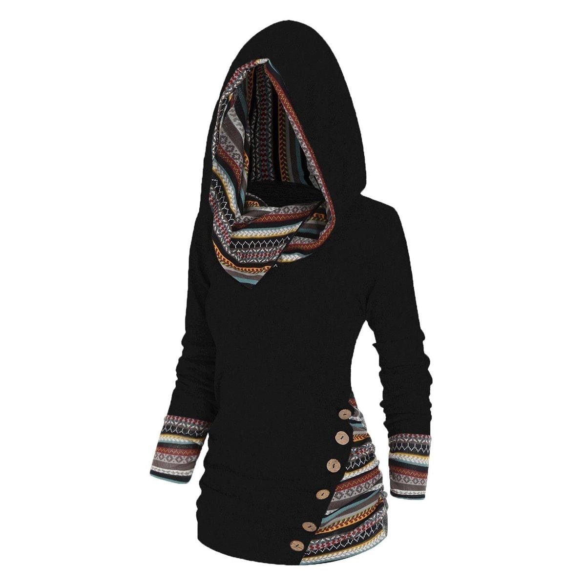 Dames Hoodie Met Tribal Patroon Comfortabele Stijl
