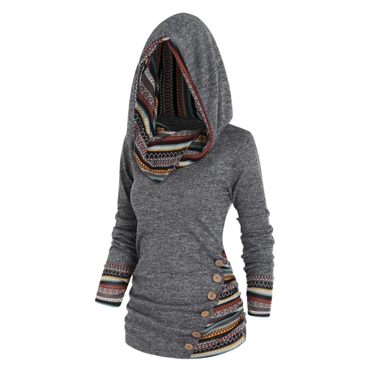 Dames Hoodie Met Tribal Patroon Comfortabele Stijl