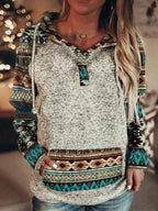 Dames Hoodie met Capuchon en Aztec Print