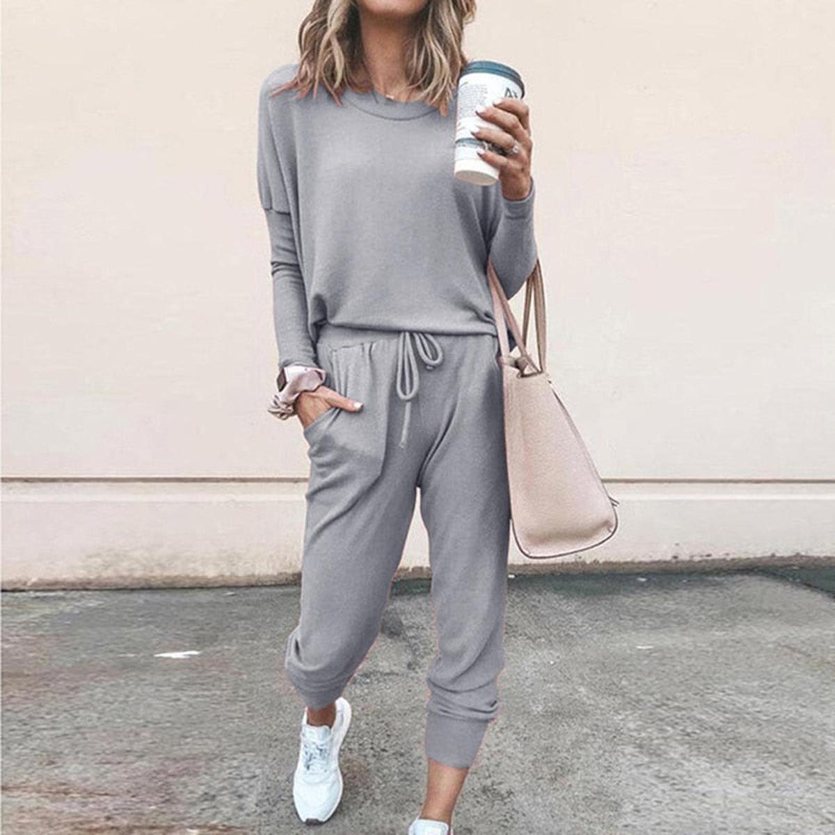 Dames Jogging Set Met Elastische Taille En Praktische Zakken