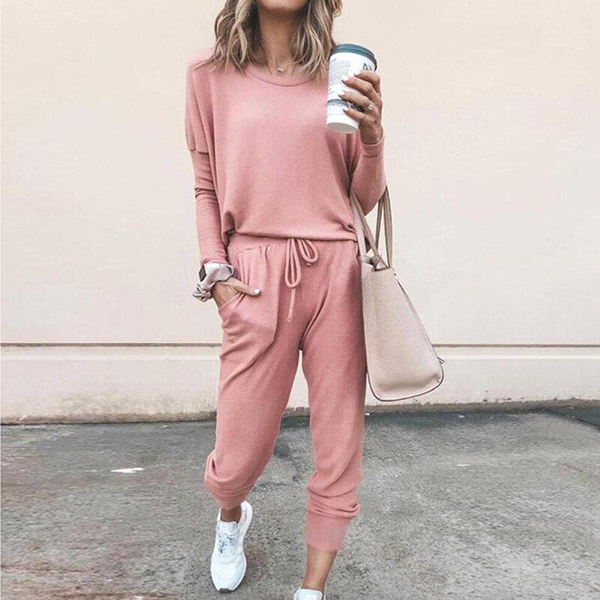 Dames Jogging Set Met Elastische Taille En Praktische Zakken