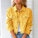 Dames Klassieke Denim Knopenjas