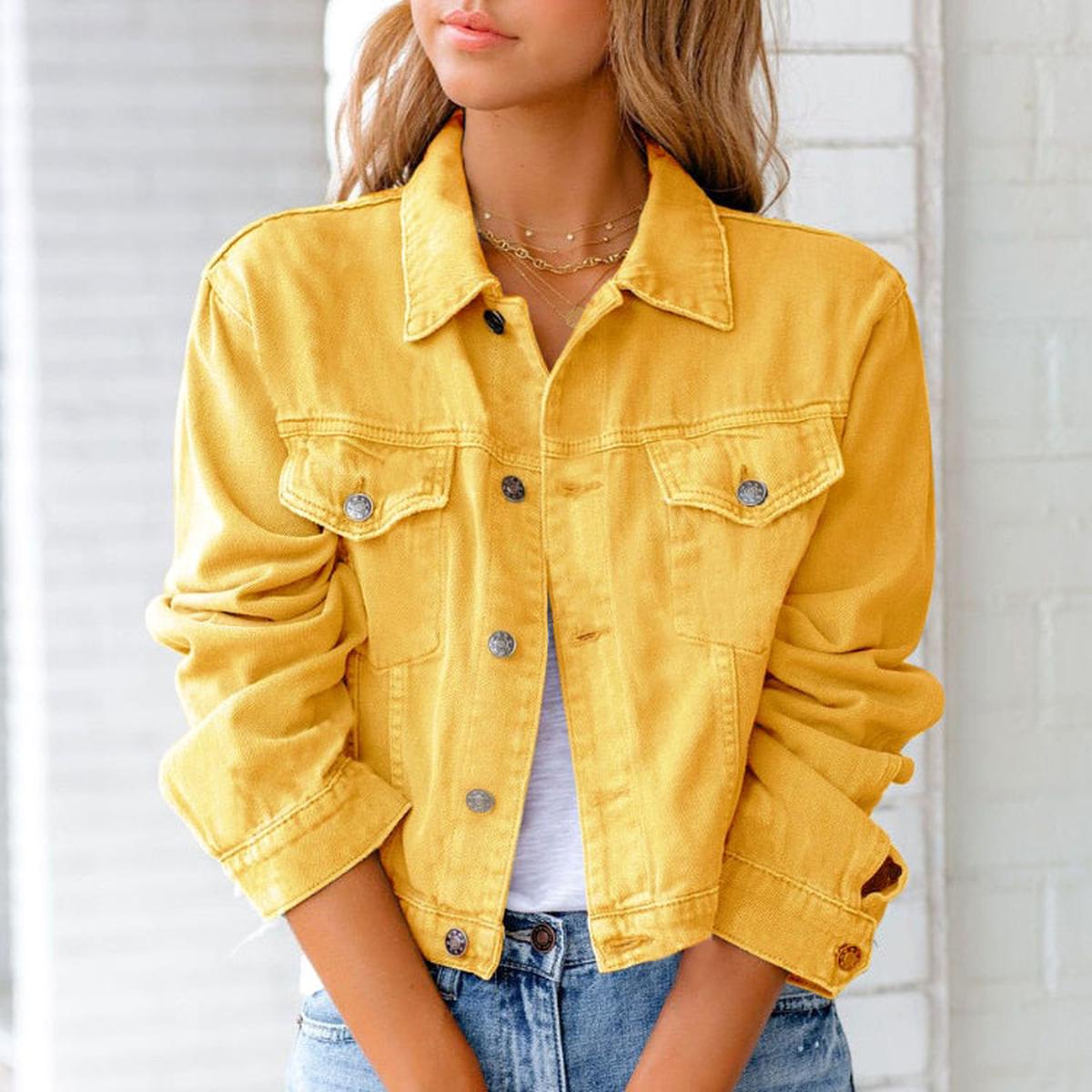 Dames Klassieke Denim Knopenjas