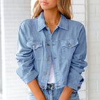 Dames Klassieke Denim Knopenjas
