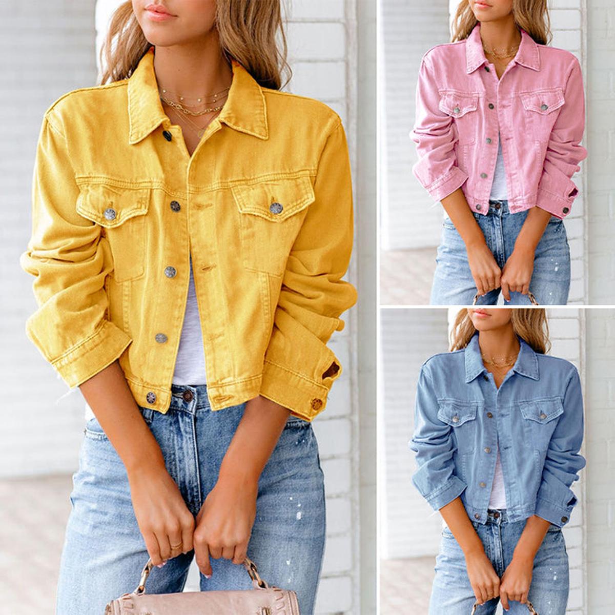 Dames Klassieke Denim Knopenjas