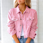 Dames Klassieke Denim Knopenjas