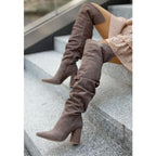 Dames Kniehoge Laarzen van Vegan Leer met 7.5cm Hak