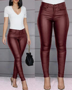 Dames Lange Leren Jegging Broek