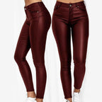 Dames Lange Leren Jegging Broek