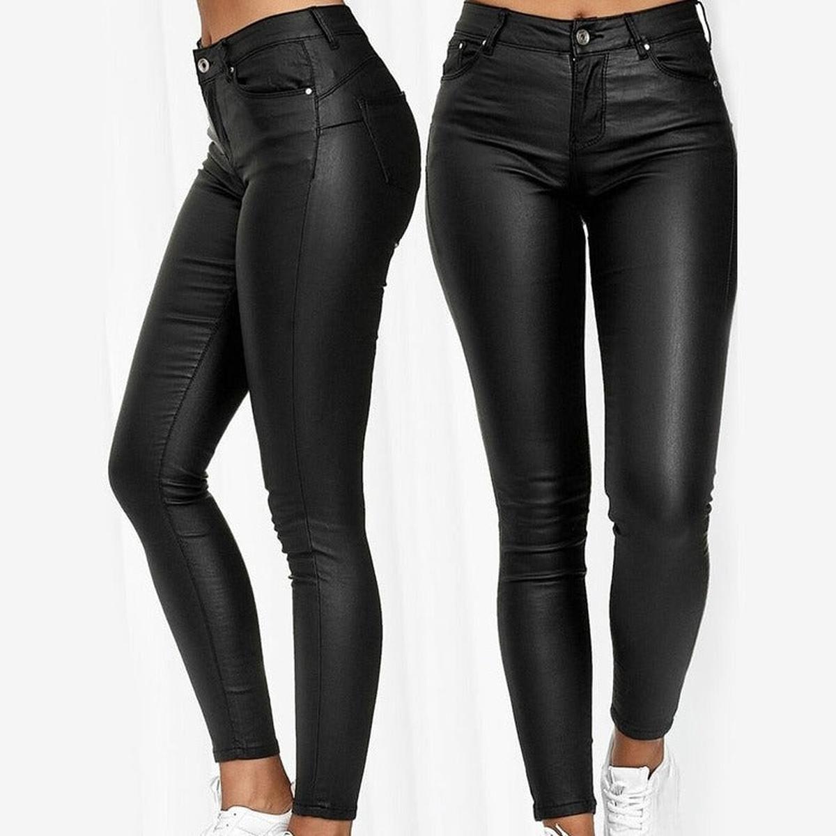 Dames Lange Leren Jegging Broek