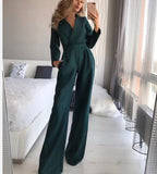 Dames Lange Mouw Slim Fit Jumpsuit