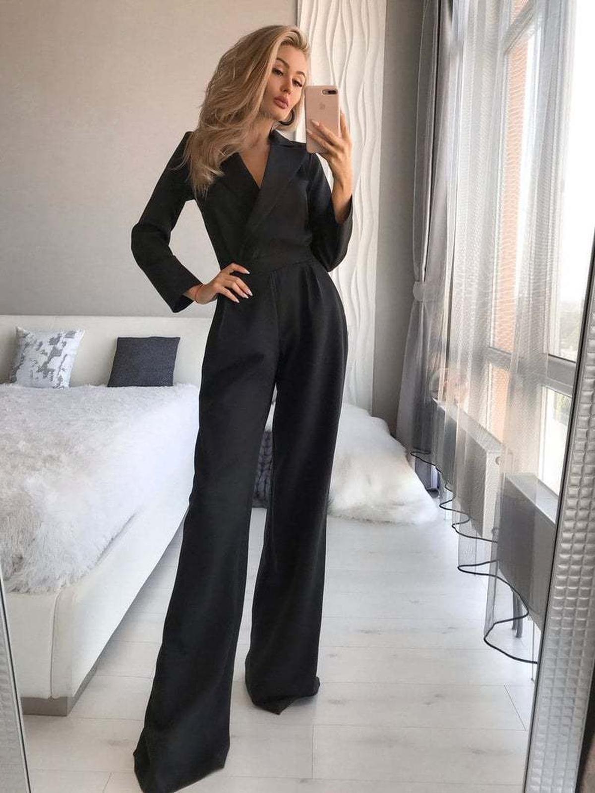 Dames Lange Mouw Slim Fit Jumpsuit
