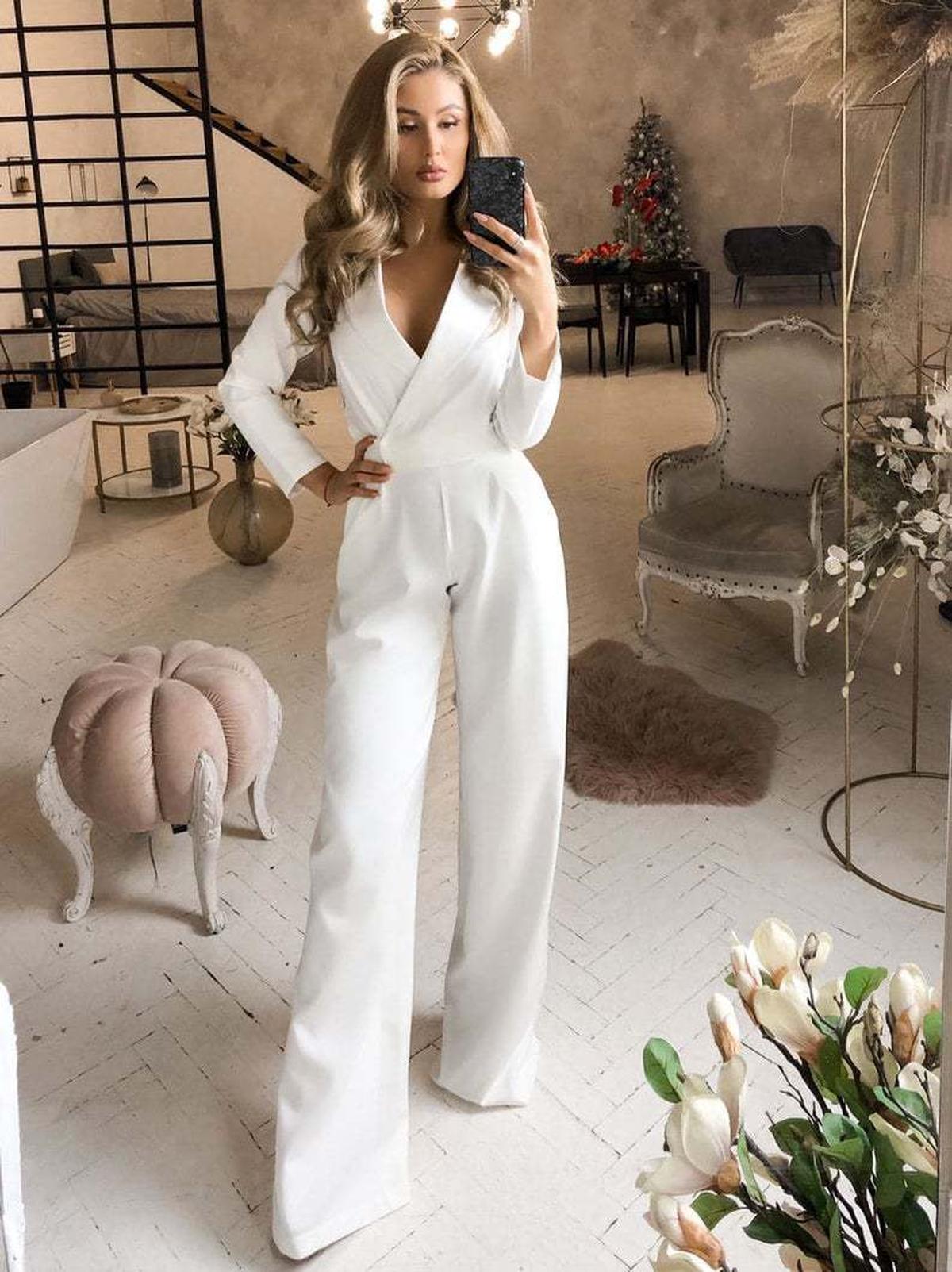 Dames Lange Mouw Slim Fit Jumpsuit