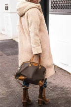 Dames Lange Reversible Winterjas met Capuchon en Teddy Voering